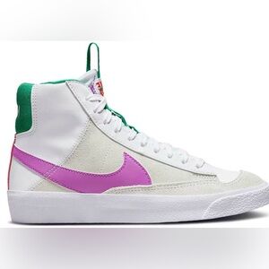 NIKE BLAZER MID WHITE GREEN PURPLE SHOES